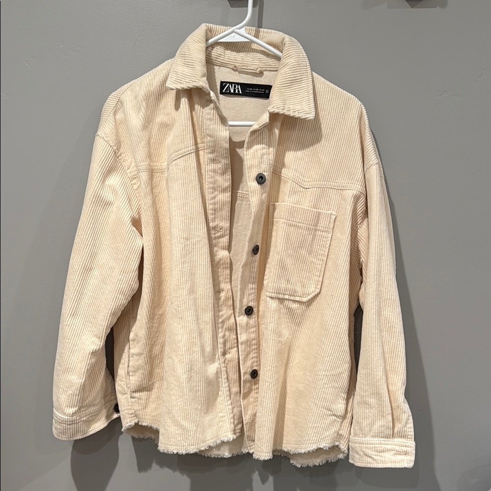 Zara Cream Corduroy Utility Jacket